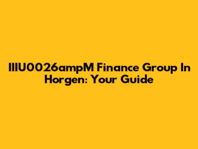 IIIU0026ampM Finance Group In Horgen: Your Guide