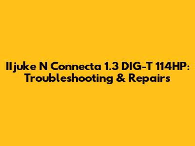 IIjuke N Connecta 1.3 DIG-T 114HP: Troubleshooting & Repairs